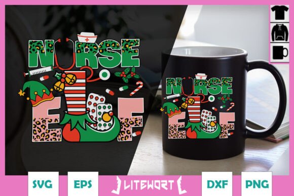 Christmas Nurse Elf Happy SVG for Crafts and Graphics