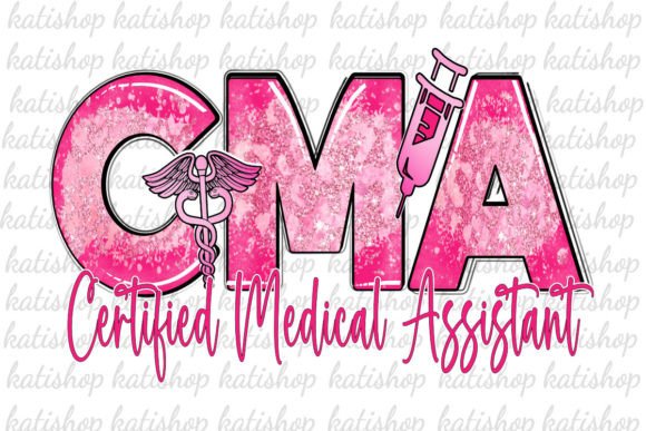 CMA Nurse Pink Glitter Png Sublimation for Crafts & Graphics