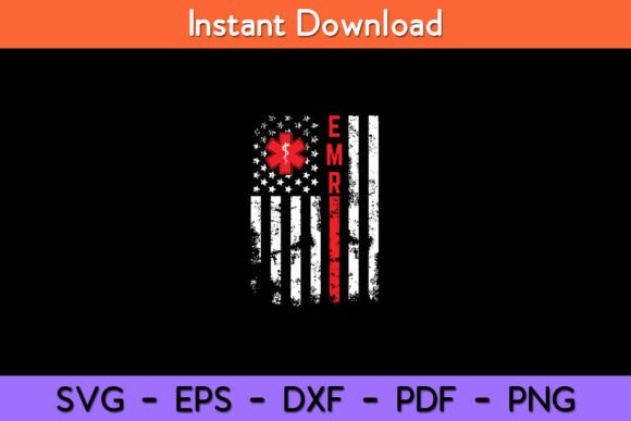 Emergency Medical Responder US Flag EMR Graphics for Crafts