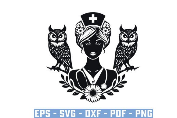 Funny Owl Nurse Graphics for Crafts & Gifts