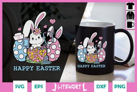 Happy Easter Nurse Bunny SVG for Crafts & Graphics