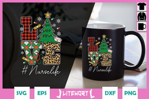 Happy Love Nurse Life Christmas SVG for Crafts and Graphics