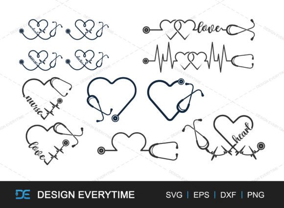 Heart Stethoscope Graphics for Crafts Branding