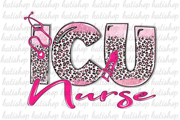 ICU Nurse Pink Glitter: Graphics for Crafts