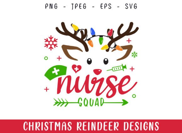 Nurse Squad Reindeer: Festive Graphics for Crafts