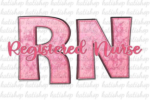 Pink RN Glitter Png for Crafts and Graphics