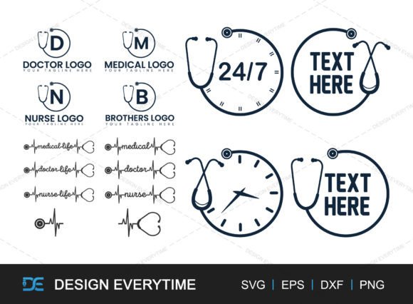 Stethoscope Clock SVG: Graphics for Crafts & Brands
